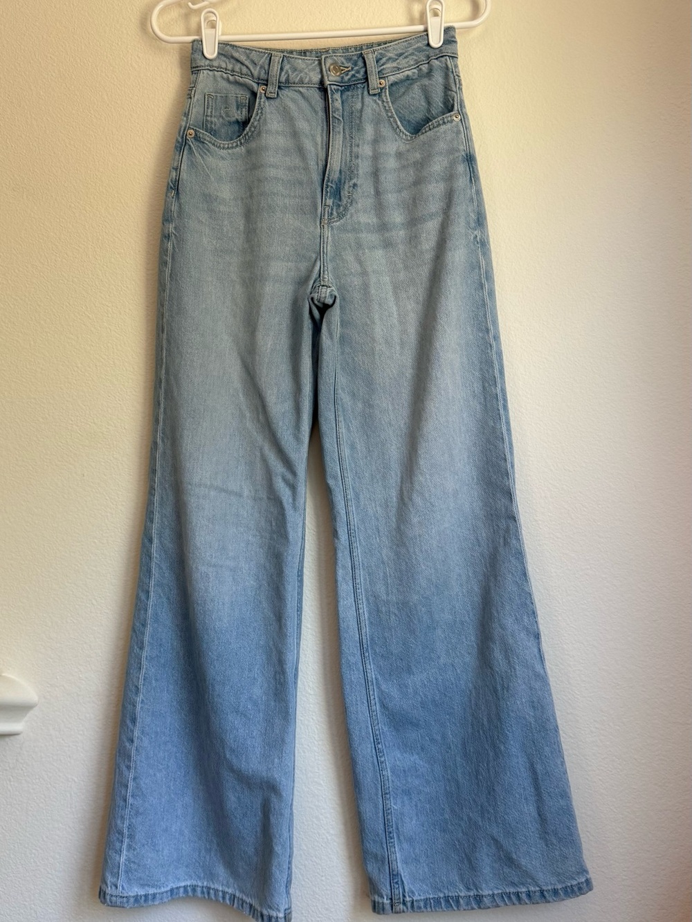 H&M Light Blue High-Rise Wide-Leg Jeans